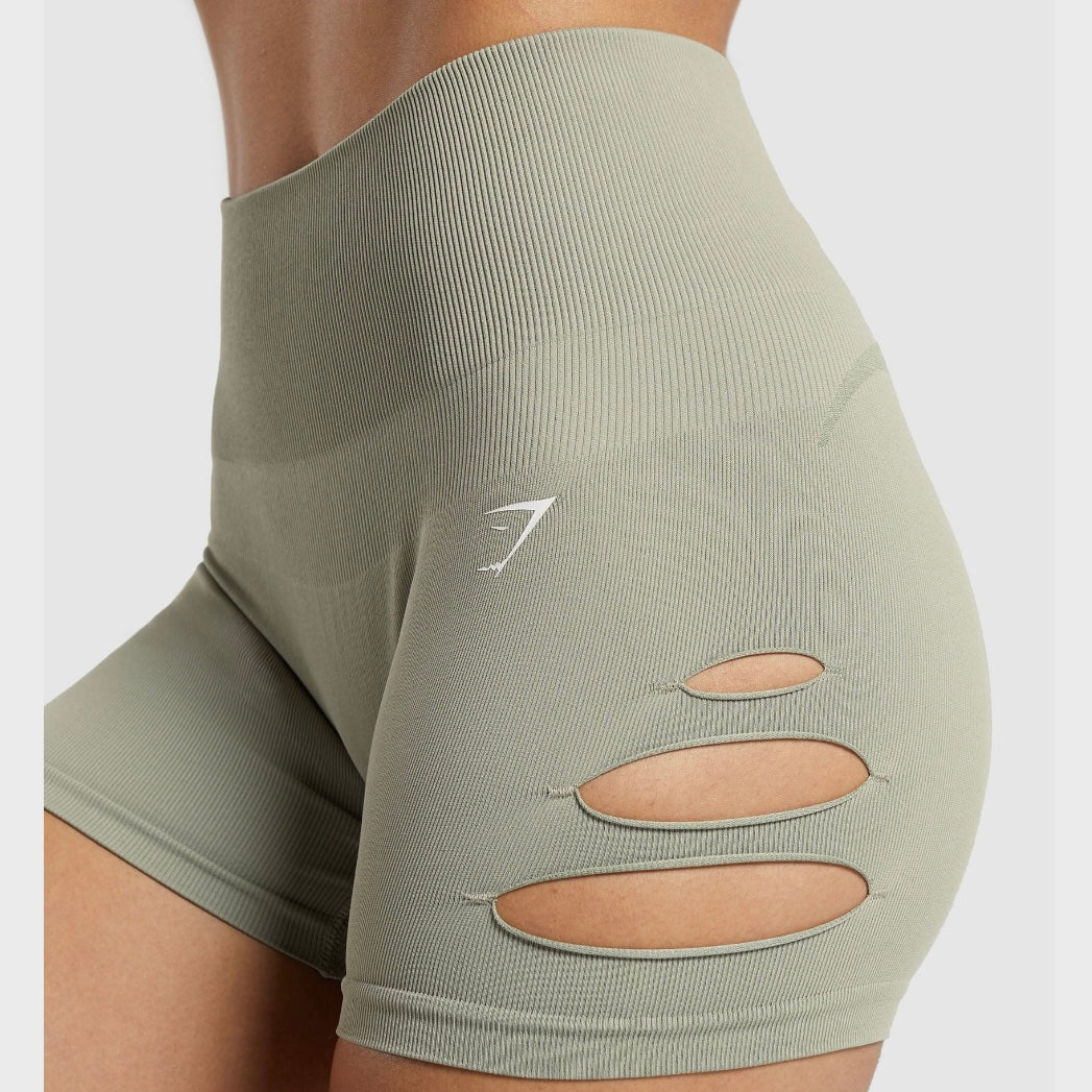 GYMSHARK - GAINS SEAMLESS RIPPED SHORTS