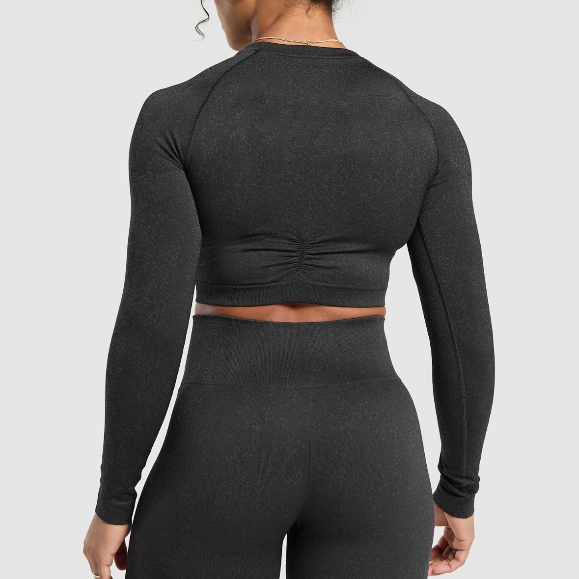 GYMSHARK - ADAPT FLECK SEAMLESS LONG SLEEVE CROP TOP