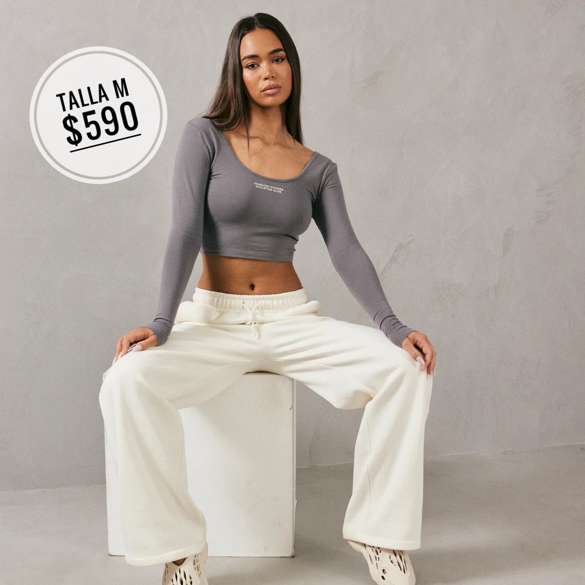 VANQUISH - ATHLETICS CLUB MARSHMALLOW CROPPED LONG SLEEVE T-SHIRT