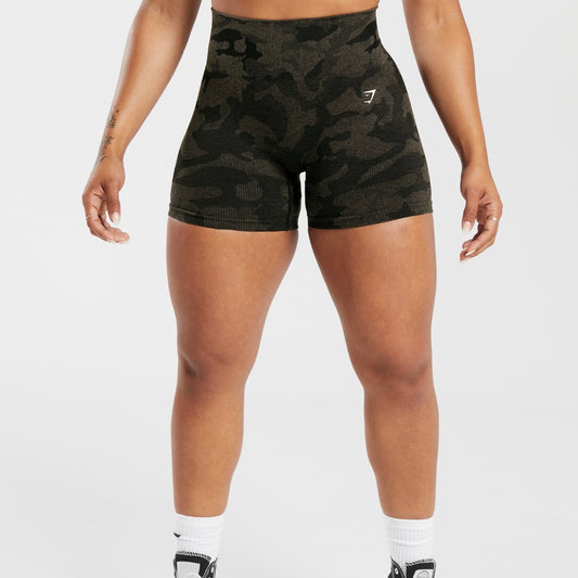 GYMSHARK - ADAPT CAMO SEAMLESS RIBBED SHORTS
