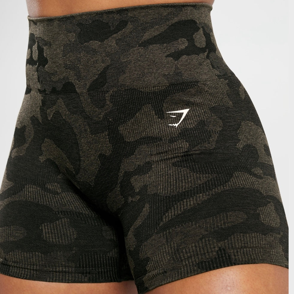 GYMSHARK - ADAPT CAMO SEAMLESS RIBBED SHORTS