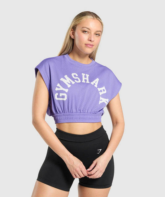 GYMSHARK - MESH GRAPHIC CROP TOP
