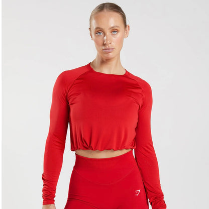 GYMSHARK - SWEAT SEAMLESS LONG SLEEVE CROP TOP