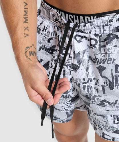 GYMSHARK - PRINTED MESH 5" SHORTS