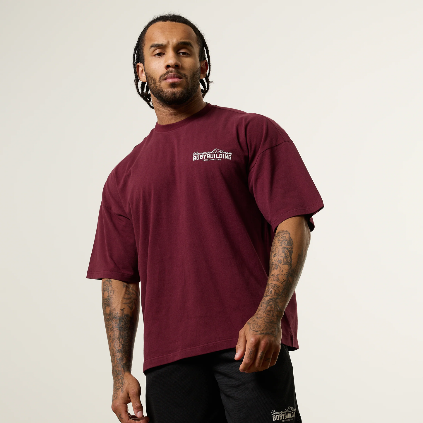 Vanquish - BODYBUILDING OXBLOOD OVERSIZED BOXY T SHIRT