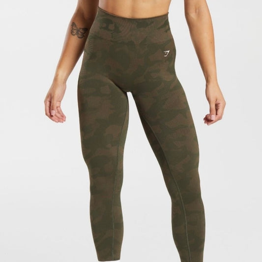 GYMSHARK - ADAPT CAMO SEAMLESS RIBBED LEGGINGS