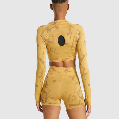 GYMSHARK - ADAPT CAMO SEAMLESS LONG SLEEVE CROP TOP