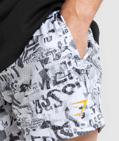 GYMSHARK - PRINTED MESH 5" SHORTS